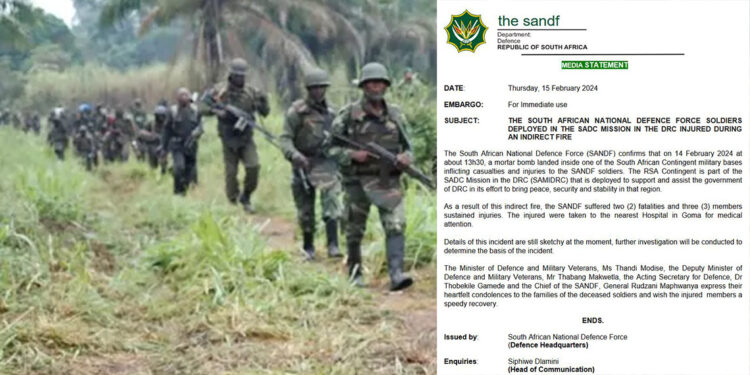 Güney Afrika birliğinin üssüne havan mermisi isabet etti