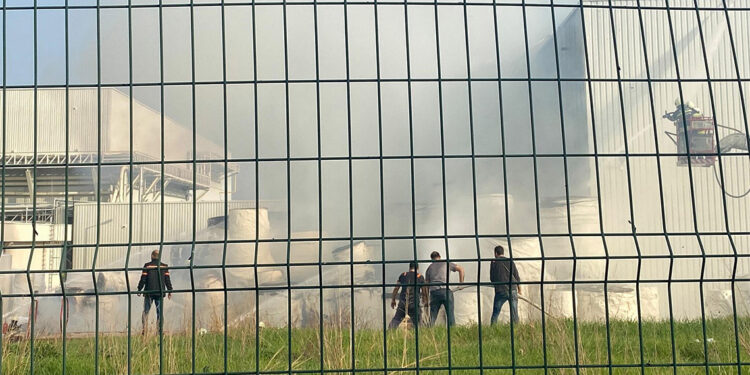 Manisa'da kağıt fabrikasının bahçesinde yangın