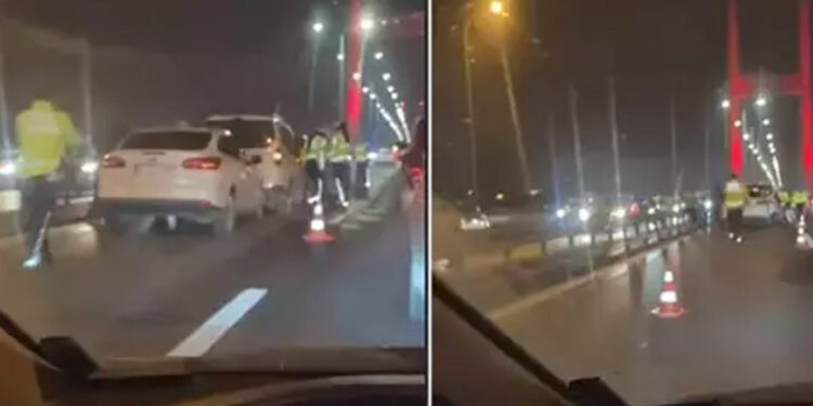 15 Temmuz Şehitler Köprüsü'nde 6 aracın karıştığı zincirleme kaza kamerada