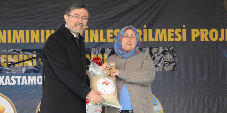 Bakan Yumaklı, Kastamonu'da çiftçiye çeltik tohumu dağıttı
