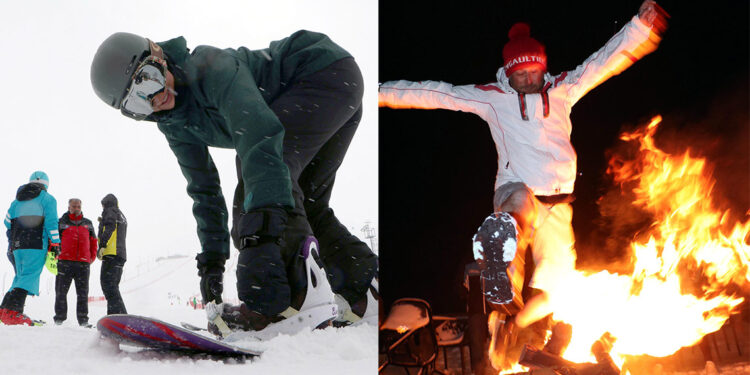 Palandöken'de İranlı turistler nevruz ateşi yaktı