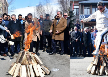 Nevruz ateşinin üzerinden atlayıp, yumurta tokuşturdular