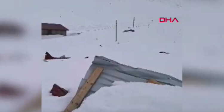 Rize'de çığ düşen 2 ev hasar gördü