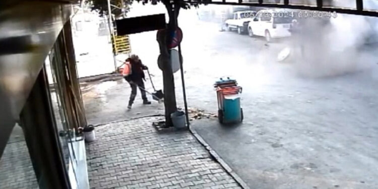 Rögarda gaz sıkışması nedeniyle patlama kamerada