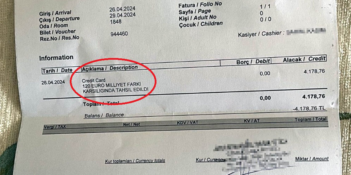 Kültür ve Turizm Bakanlığı, Antalya'daki bir otele İngiliz internet sitesi üzerinden rezervasyon yapan Türk vatandaşından 120 euro 'milliyet farkı' ücreti alınması ile ilgili inceleme başlatıldığını duyurdu.