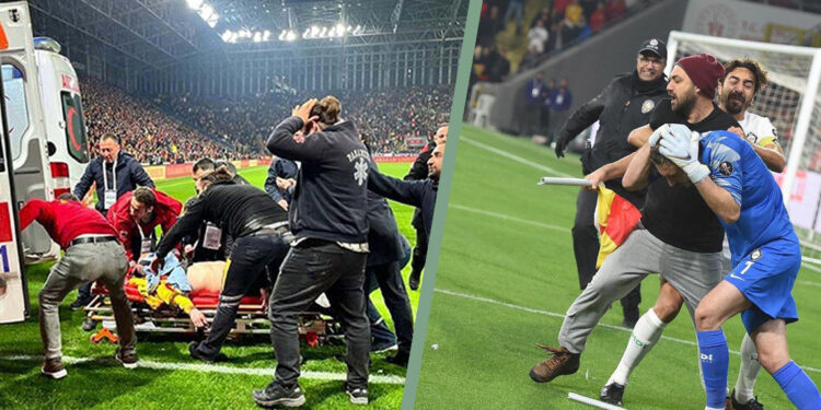 Başına korner bayrağı direğiyle vurulan kaleci şikayetçi olmadı