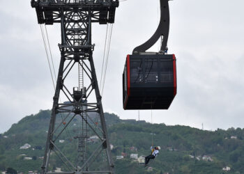 Karadeniz'in en uzun teleferiğinde tatbikat