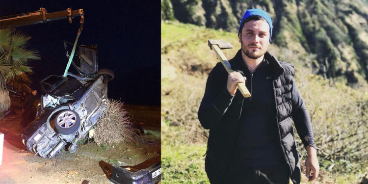 Rize'de takla atan otomobil ağaca çarptı; 2 ölü, 3 yaralı