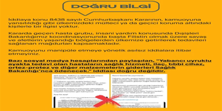 Yabancı uyruklu hastaların tedavi giderlerine ilişkin açıklama