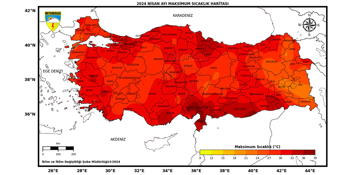 Meteoroloji Genel Müdürlüğü raporuna göre son 53 yılın en sıcak nisan ayı yaşandı, sıcaklık normaline göre 4,3 derece yükseldi. Ortalama sıcaklıklar, bütün bölgelerde mevsim normallerinin üzerine çıktı.