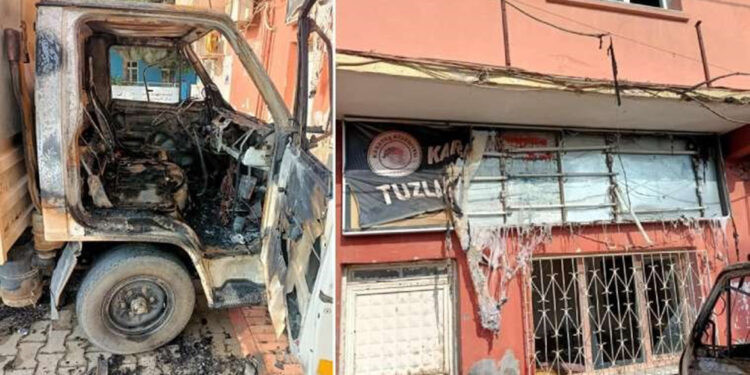 Adana'da belediye hizmet binasına saldırı; 2 araç kundaklandı