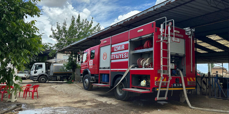 Besi çiftliğinde çıkan yangında 100 balya saman küle döndü