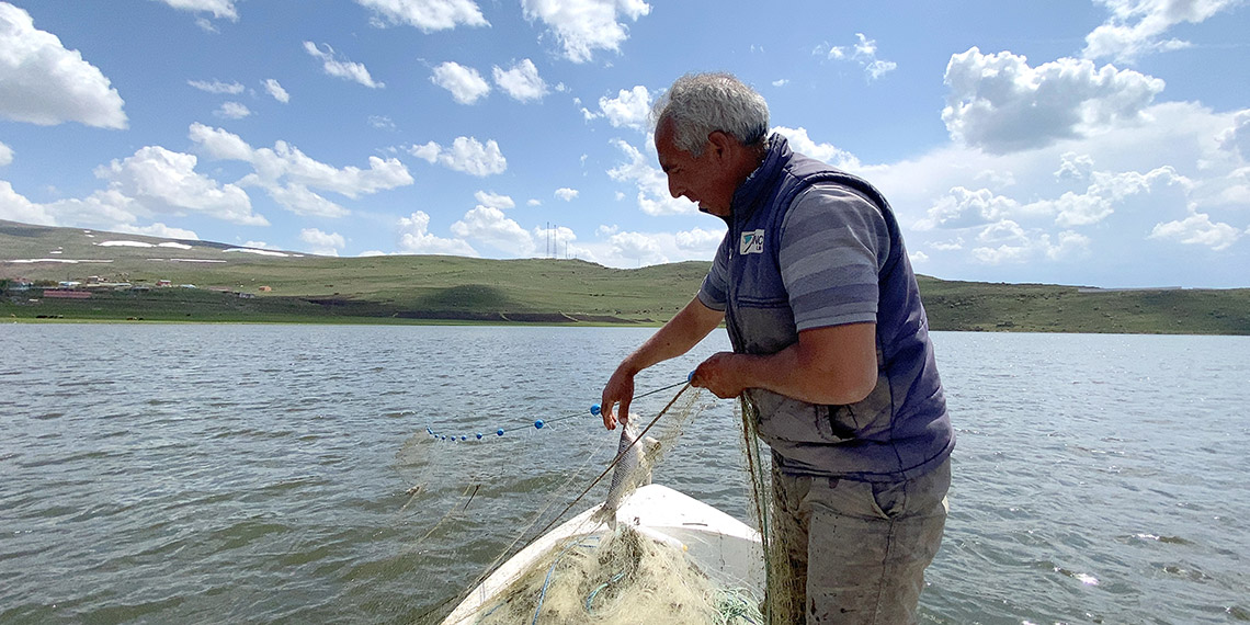 Buzları çözülen Çıldır Gölü'nde balık bereketi