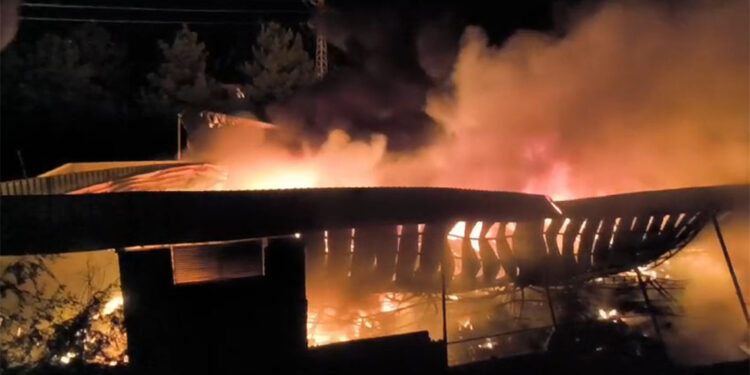 Diyarbakır'da yıldırım düşen depo yandı