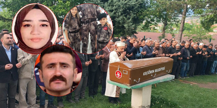 İntihar eden komiser yardımcısı ile eşi ve 2 çocuğu defnedildi