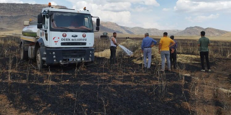 Mardin'de 120 dönüm buğday tarlası yandıa
