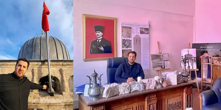 Saat kulesine dikilen Türk bayrağı kaldı, müdür gitti