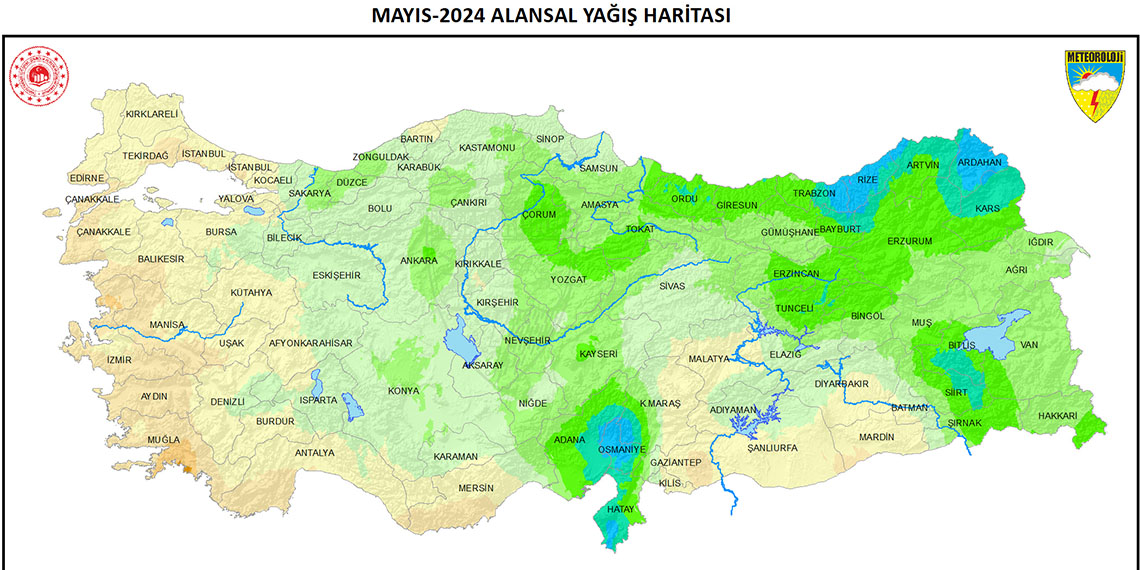 Meteoroloji Genel Müdürlüğü'nün verilerine göre mayıs ayında sıcaklık ortalaması normaline göre 0,2 derece düşerken, yağışlar ise normaline göre yüzde 33 arttı.