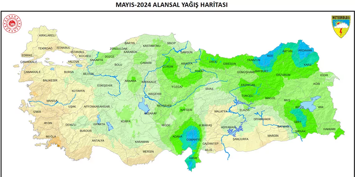 Meteoroloji genel müdürlüğü'nün verilerine göre mayıs ayında sıcaklık ortalaması normaline göre 0,2 derece düşerken, yağışlar ise normaline göre yüzde 33 arttı.