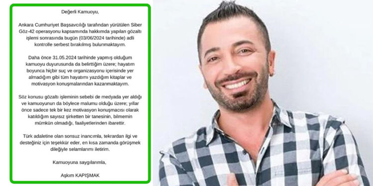 Aşkım Kapışmak serbest bırakıldığını duyurdu