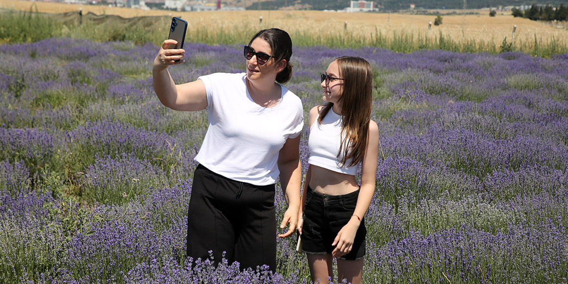 Edirne'de mor renkli lavanta tarlalarında ziyaretçi yoğunluğu