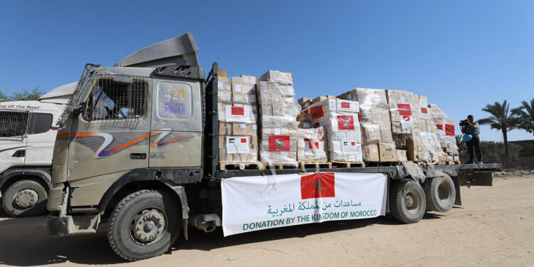 Fas'tan gelen 6 kamyon dolusu yardım Gazze’ye ulaştı