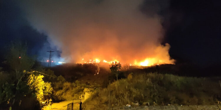 Sarıyer'de ağaç atıklarının depolandığı alanda yangın