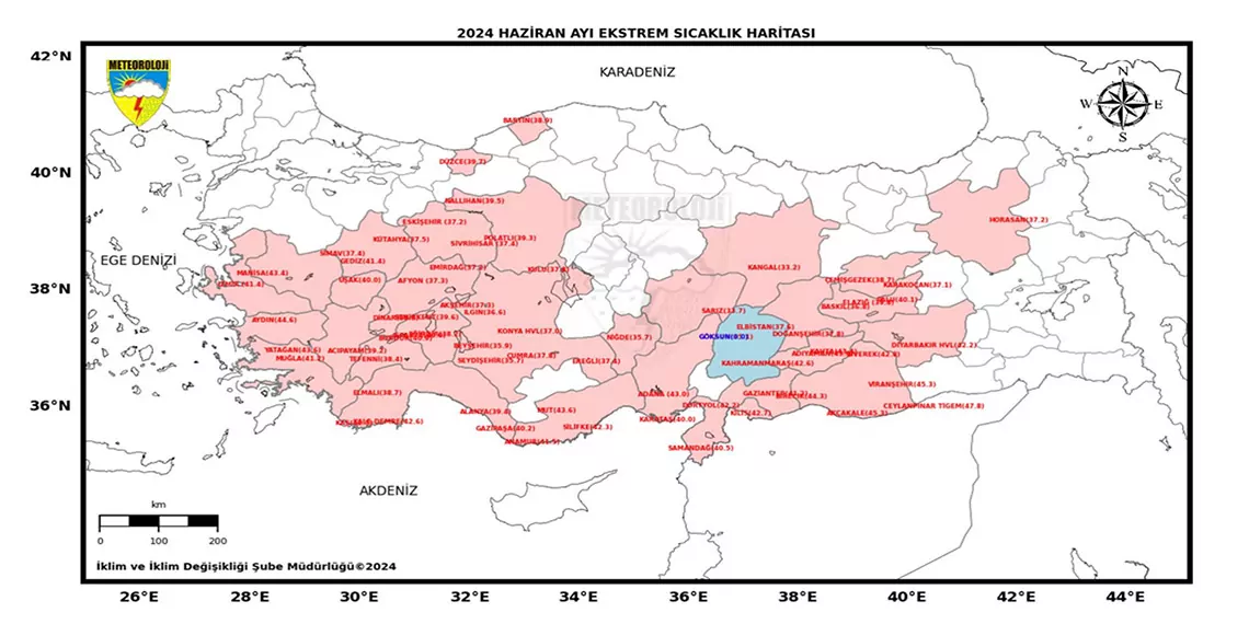 Türkiye'de, 53 yılın en sıcak haziranı yaşandı. 65 merkezde ekstrem maksimum sıcaklık yaşanıp, sıcaklık rekoru kırıldı.