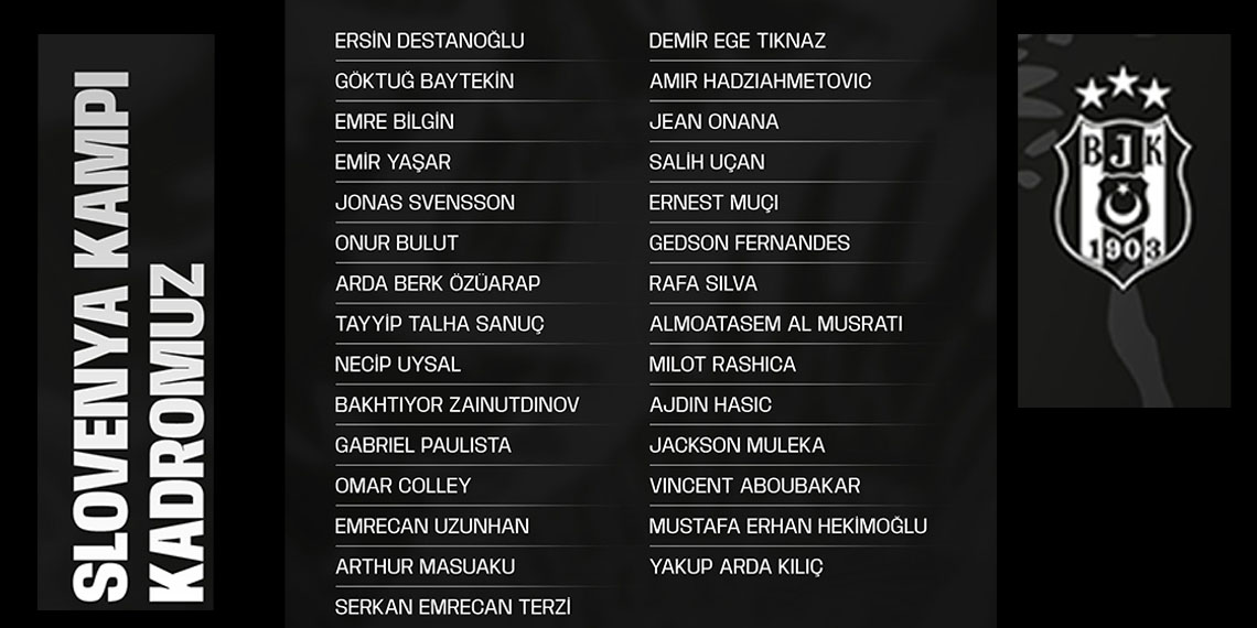 Beşiktaş'ın Slovenya kamp kadrosu belli oldu