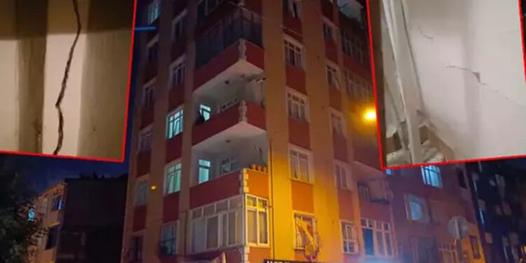 Esenler'de 6 katlı bina oluşan çatlaklar nedeniyle tahliye edildi