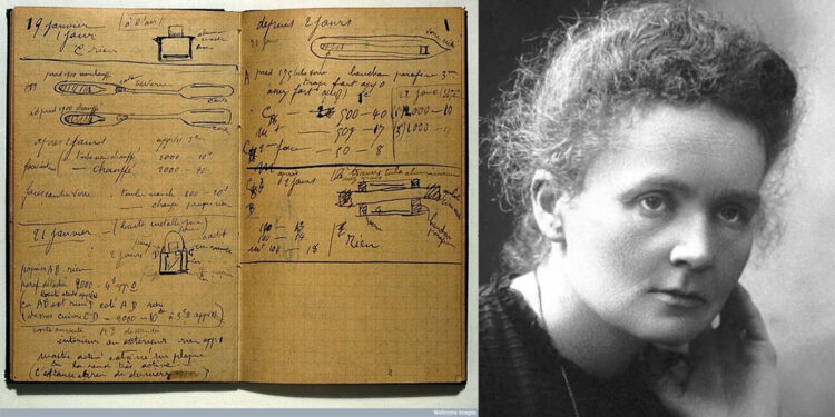 Marie Curie'nin radyasyon saçan defteri paylaşıldı