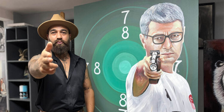 Türk ressam Hatai Abdullayev Yusuf Dikeç'i resmetti