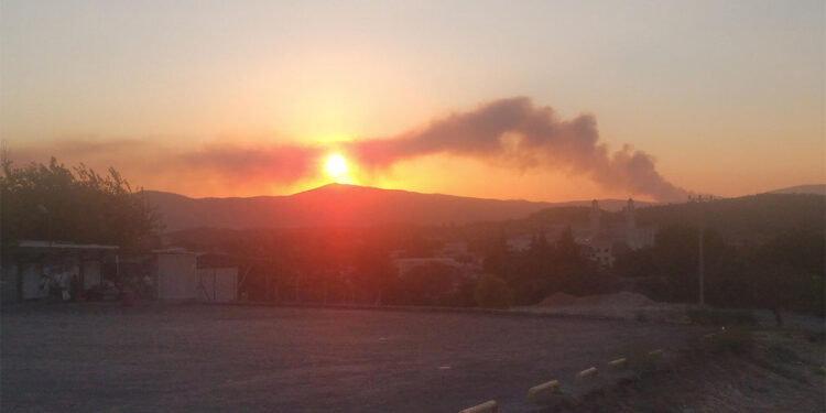 Urla'daki makilik ve kırsal alanda çıkan yangına müdahale sürüyor