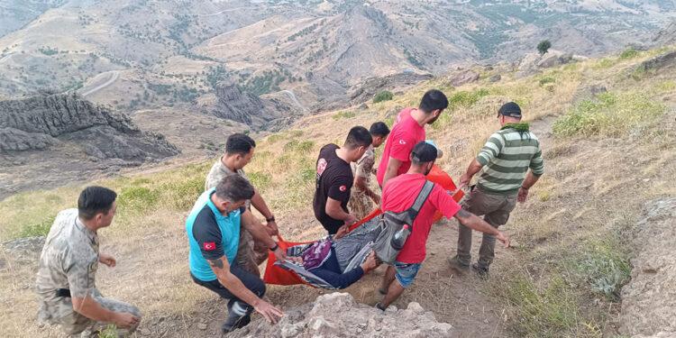Tunceli’de kayalıklardan düşen yaralı kurtarıldı