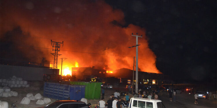 Manisa'da kuru gıda deposunda yangın