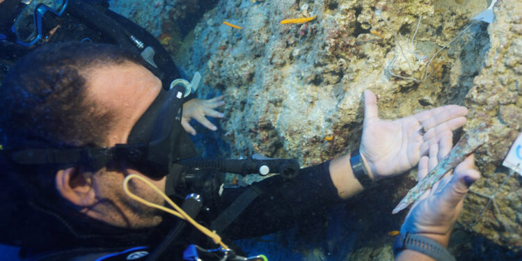 Su altı kazısında 3 bin 600 yıllık hançer bulundu