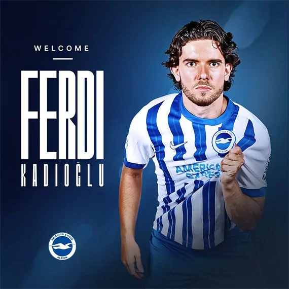 Premier lig ekiplerinden brighton & hove albion'a transfer olan milli futbolcu ferdi kadıoğlu fenerbahçe'ye veda etti