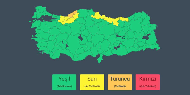 AFAD, 2 ile turuncu, 5 ile sarı kodlu yağış uyarısı yaptı