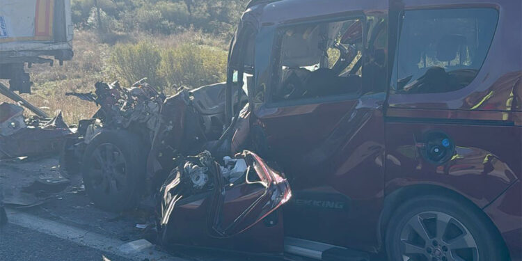 Hafif ticari araç park halindeki TIR'a çarptı; 3 ölü