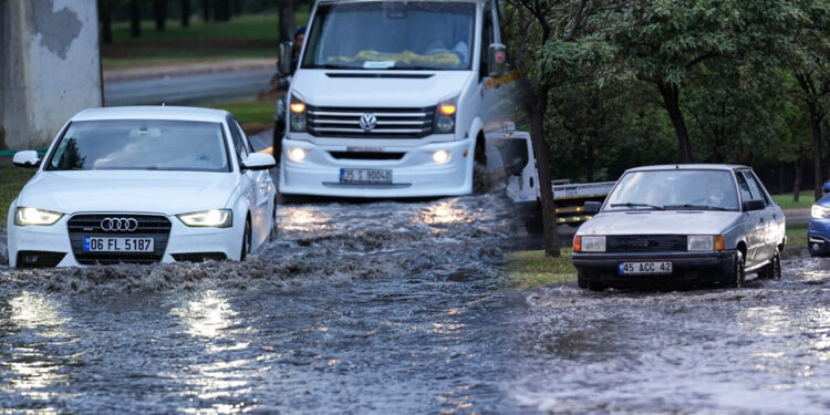 İzmir'de şiddetli sağanak: Caddeler suyla doldu, yol çöktü