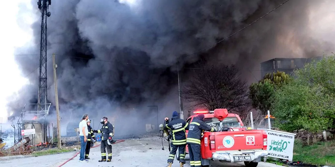 Tekirdağ'da fabrika yangını çıktı. Siyah dumanlar gökyüzünü kaplarken, ihbar üzerine bölgeye çok sayıda itfaiye ekibi sevk edildi.