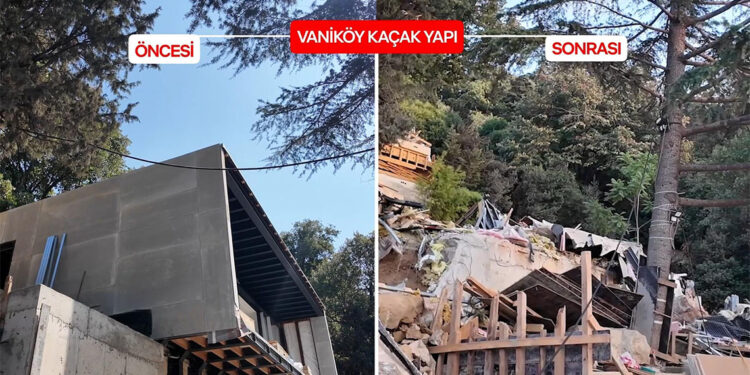 Vaniköy'deki villanın kaçak eklentileri de yıkıldı