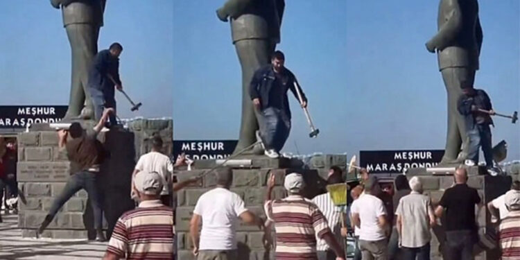 Balıkesir'de Atatürk heykeline balyozlu saldırı 