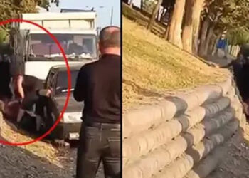 Esenler'de otoyol kenarında kadına şiddet kamerada