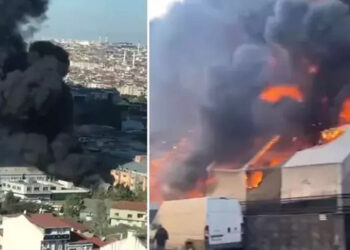 Gaziosmanpaşa'da halı sahadaki yangın kumaş deposuna sıçradı