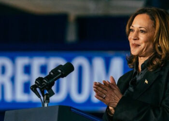 Kamala Harris'in mitinginde protesto