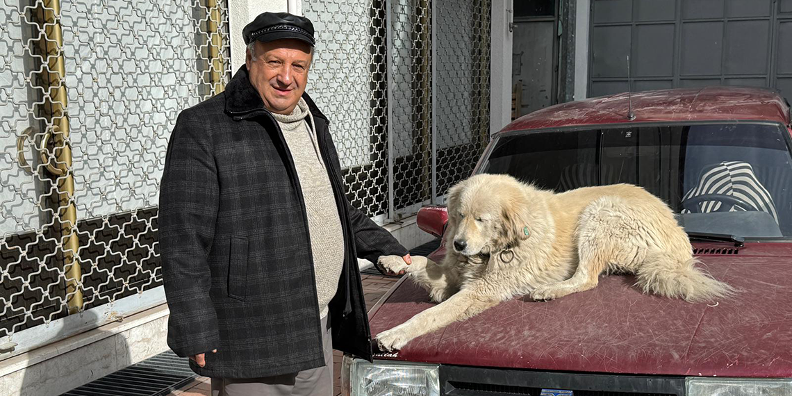 4 yıl önce sahiplendiği ‘Binnaz’ı, otomobilin üzerinde gezdiriyor
