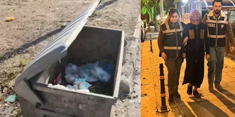 Çöp konteynerine bebeğini bırakan anne yakalandı