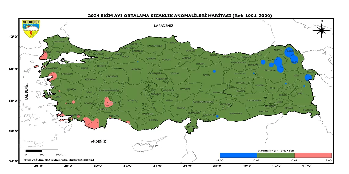 Ekim ayında en soğuk il erzurum oldu