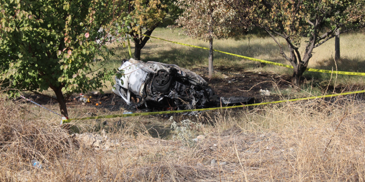 Malatya'da otomobil devrilip alev aldı; 2 ölü